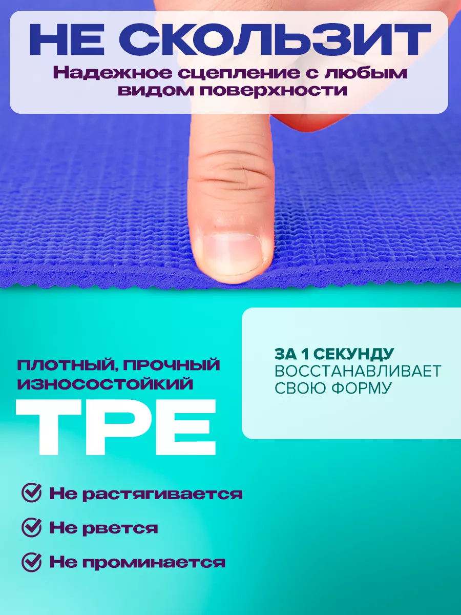 Коврики для йоги 4 мм толщина, синий