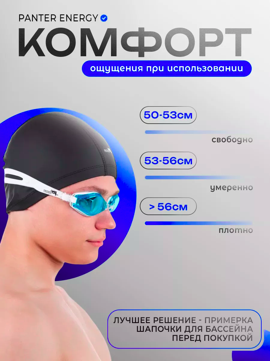 Шапочка для плавания Тканевая Черная