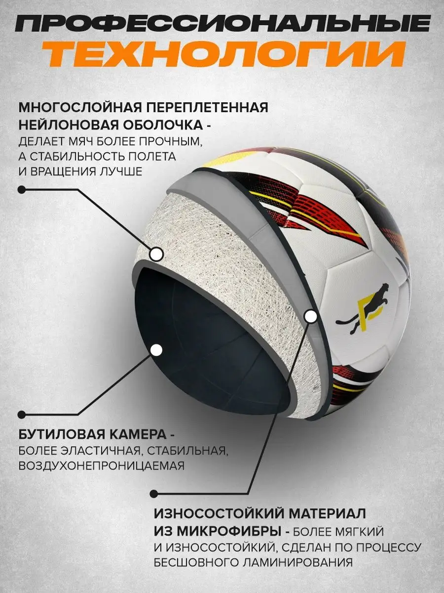Футбольный мяч ICE FIRE размер 5 оранжевый