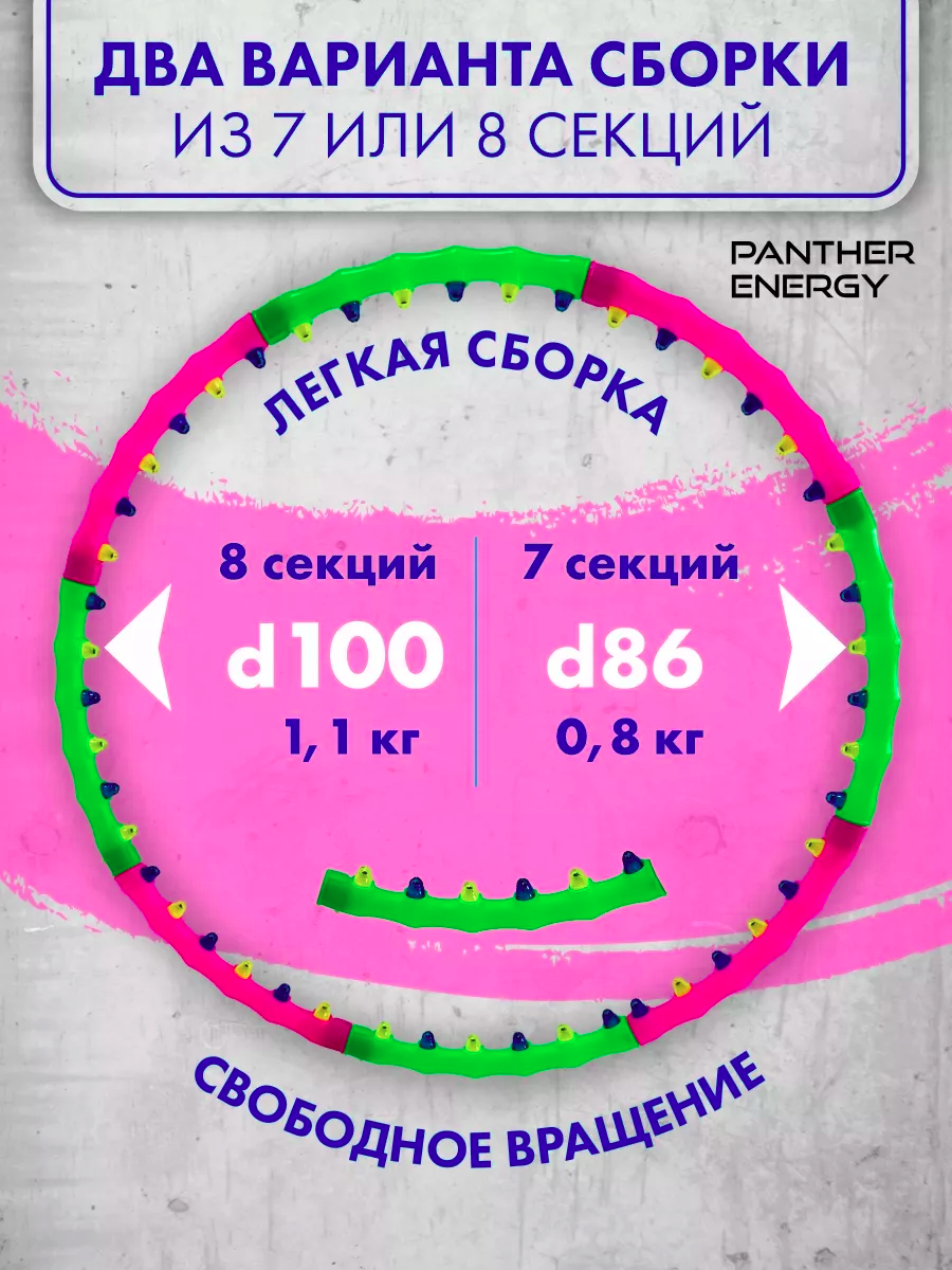 Обруч массажный разборный с магнитами 100 см