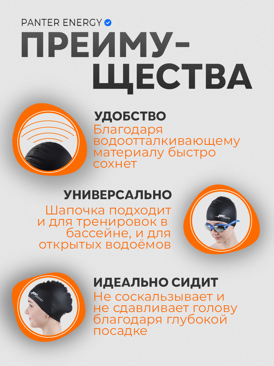 Шапочка для плавания силиконовая Голубая