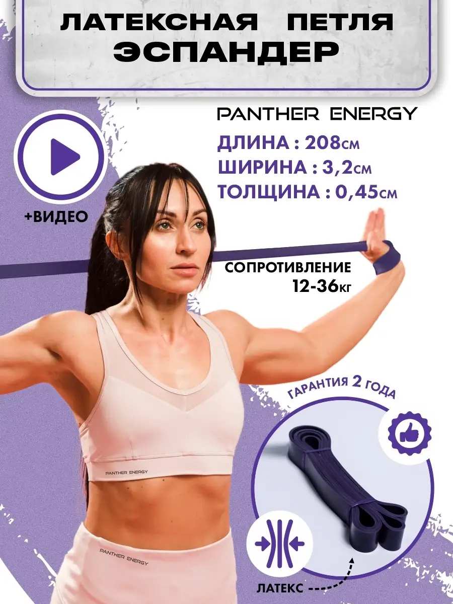 Эспандер ленточный 12-36 кг сириневый