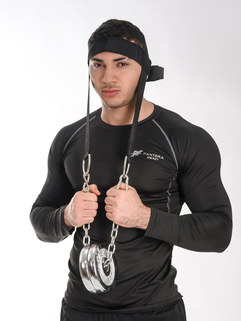 Суппорт-лямка (эспандер) для тренировки шеи (упряжь) Black Powerlifting / тренажер для шеи