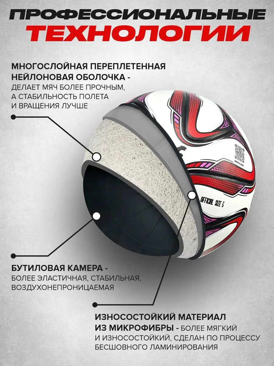 Футбольный мяч EURO THERA размер 5 красный
