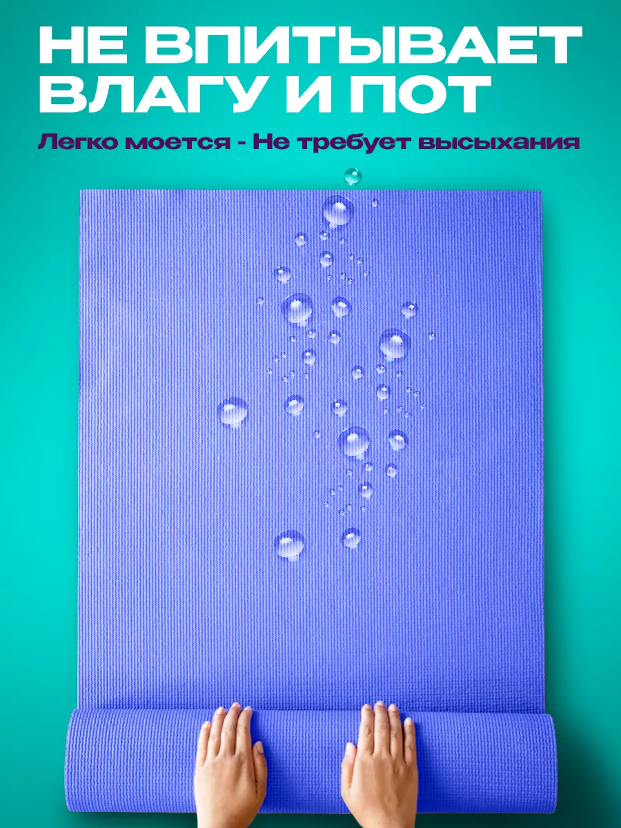 Коврики для йоги 4 мм толщина, синий