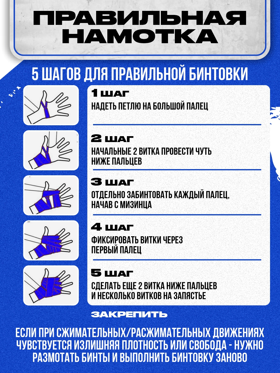 Бинты для бокса 2 шт., боксерский бинт спортивный эластичный 3 м. синий
