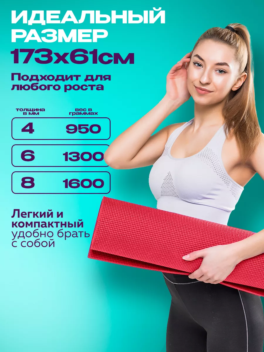 Коврики для йоги 4 мм толщина, Красный